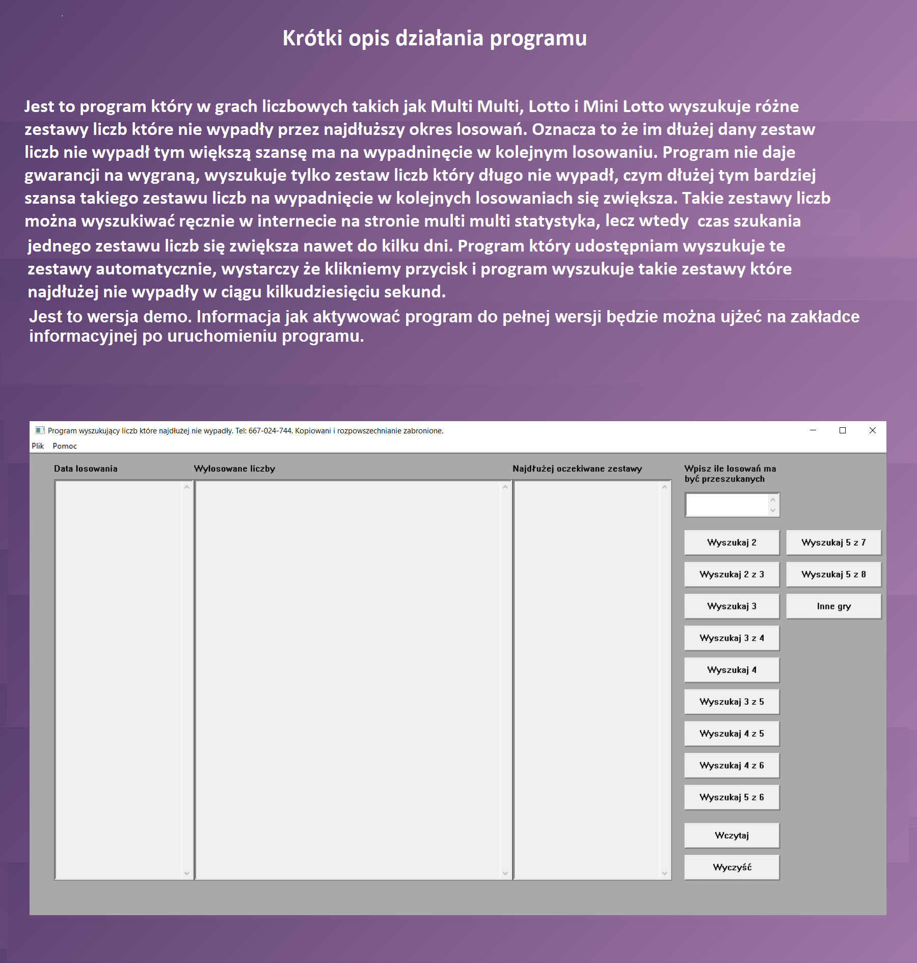 Zrzut ekranu programu